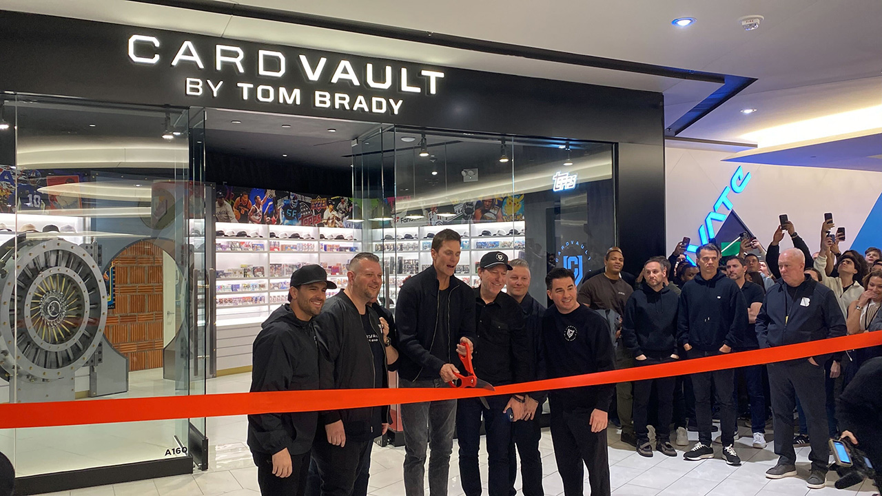 Tom Brady talks Super Bowl comeback victory against the Atlanta Falcons at grand opening of CardVault by Tom Brady in New Jersey.